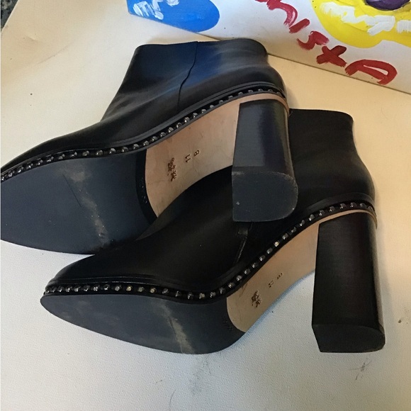 Coach Black Leather Bead Chain Booties Size 11 - Picture 6 of 6